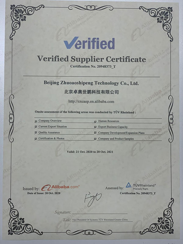 Certificado por el fabricante ZASP